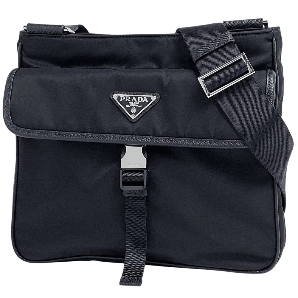 Prada Re Shoulder Bag Plate Tessuto Nero Black